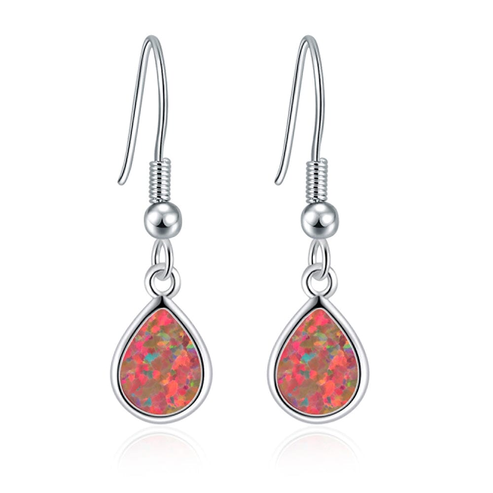 Orange Fire Opal Silver Wedding Party Earrings 1 1/4"Earrings