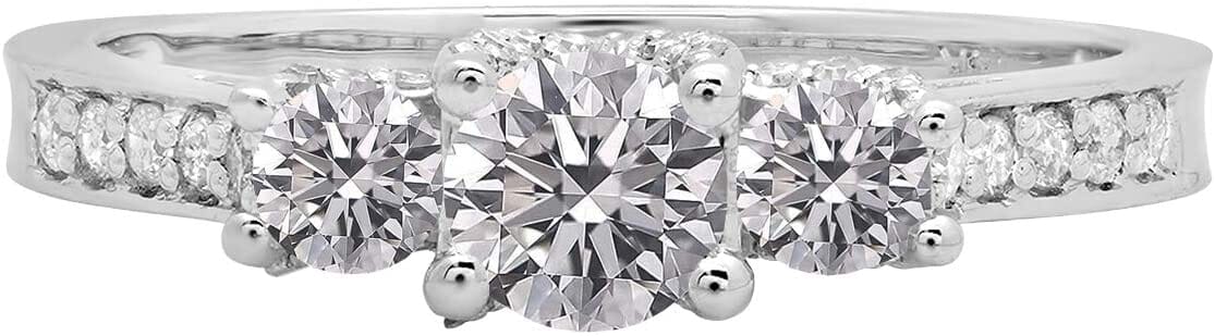 3 Stone Diamond Rings - 925 Sterling SilverRing