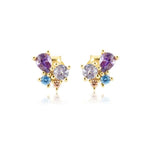 Cute and Elegant Stud Earrings - 925 Sterling SilverEarringsGold Purple
