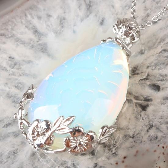 Teardrop Inlaid Flower Pendant Natural Healing Crystal (PENDANT ONLY)NecklaceOpalite