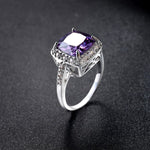Square Amethyst Trendy Ring - 925 Sterling SilverRing