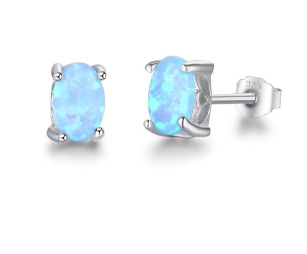Blue, White & Pink Fire Opal Stone Stud EarringsEarringsBlue Opal
