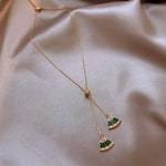 Trendy Emerald Fan NecklaceNecklaceGreen