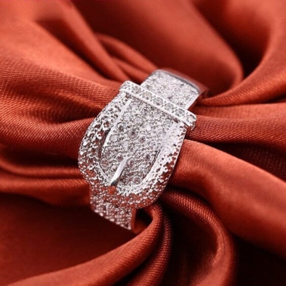 Full Tiny Austrian Crystals Shiny Belt Ring - 925 Serling SilverRing