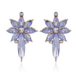 Colorful Crystal Stone Flower Piercing Stud Earringsopal light blue