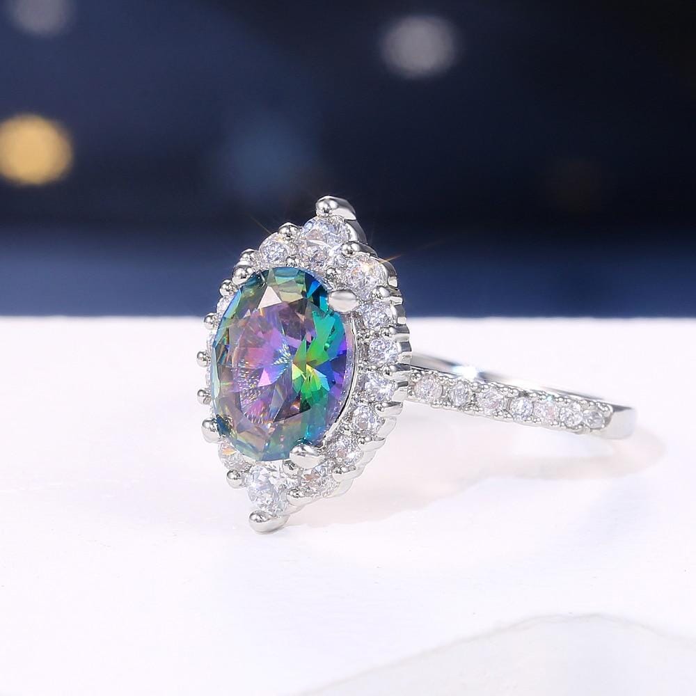 Sparkling Rainbow White Topaz Ring – AtPerry's Healing Crystals