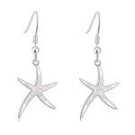 Blue White Fire Opal Lovely Starfish Dangle EarringsEarrings
