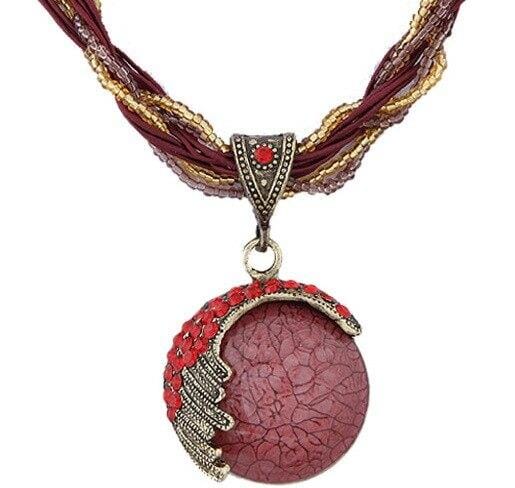 Reiki Ball Crystal Lucky Divination Stone NecklaceNecklaceRed