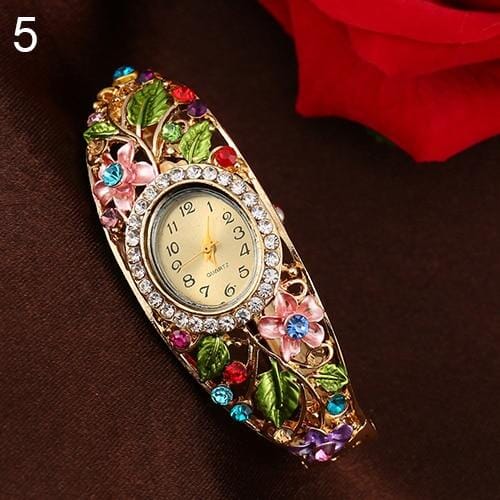 Gold Floral Bangle WatchWatchMulticolor