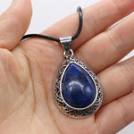 Natural Stone Water Drop Shape Pendant NecklaceHealing CrystalLapis lazuli