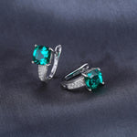 Cushion Cut Emerald Clip Earrings - 925 Sterling SilverEarrings