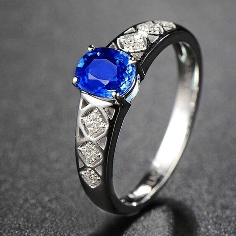 Simple Fashion Brilliant Sapphire Adjustable Ring - 925 Sterling SilverRingResizableA