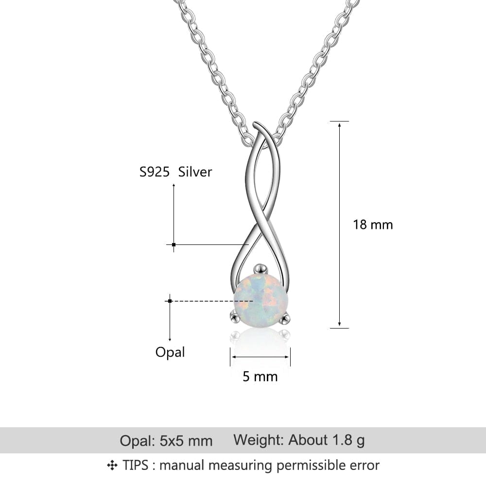 Infinity Twist Opal Pendant Necklace - 925 Sterling SilverNecklace