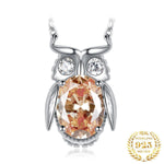 Cute Owl 3.3ct Yellow Gemstone 925 Sterling Silver Pendant NecklaceNecklace