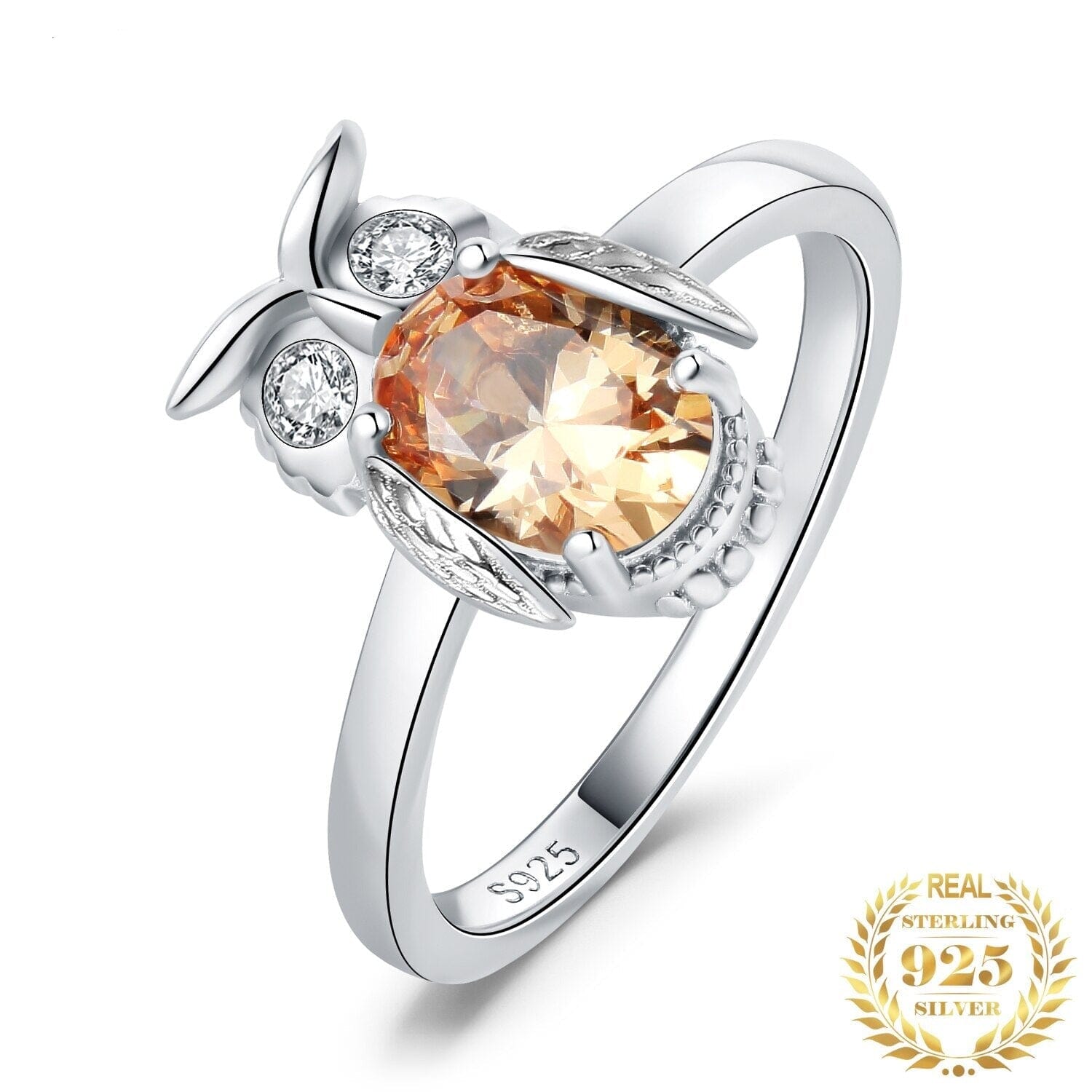 Owl 2.2ct Yellow Oval Gemstone 925 Sterling Silver RingRing5