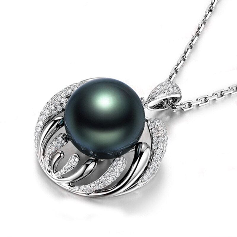 Trendy Black Pearl Personality Clavicle Chain Pendant Necklace - 925 Sterling SilverNecklace