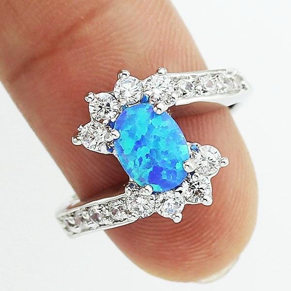 Blue and White Fire Opal RingRing