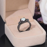 Magnificent White Fire Opal Cubic Zirconia Black Gold RingRing