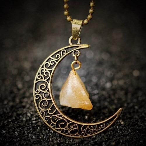 Natural Healing Crystal Moon Pendant NecklaceNecklaceInner Peace