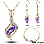 Elegant Party Crystals Jewelry SetJewelry SetGold Dark Purple