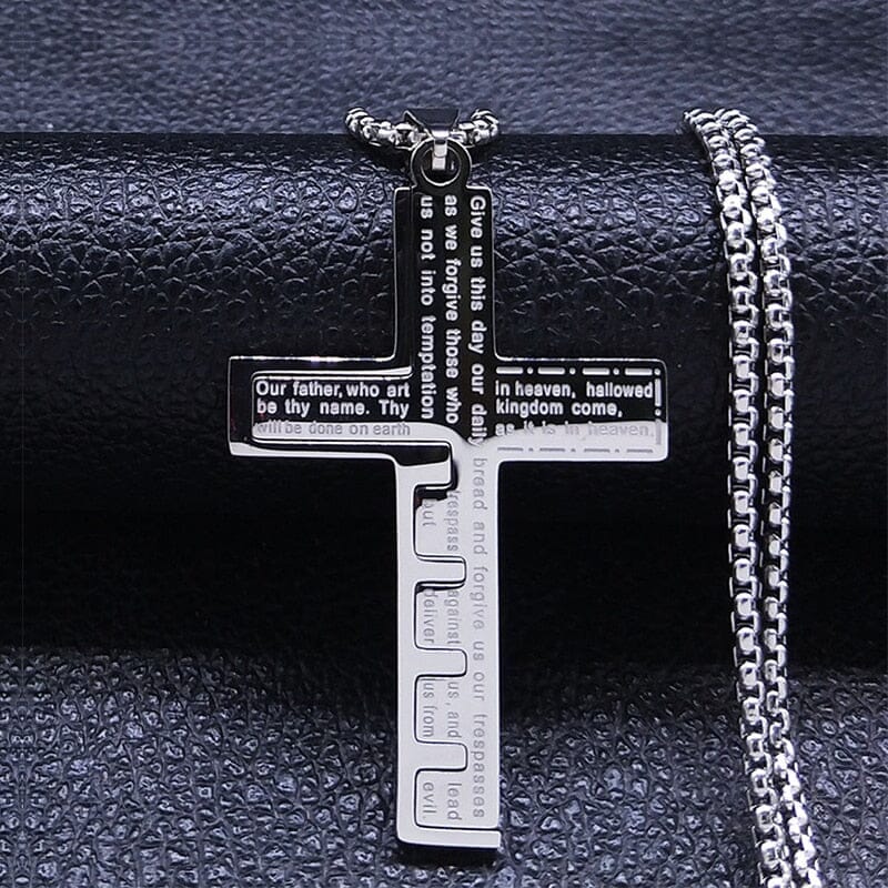 WWJD Cross Christian Prayer Necklace - ( Stainless Steel Gold )Necklace