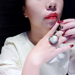 Hand-pointed Diamond Wrapping Ruby and Emerald Freshwater Pearl RingRing