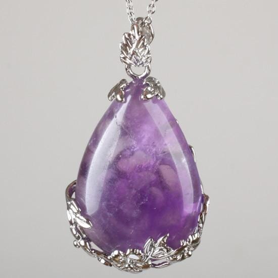 Teardrop Inlaid Flower Pendant Natural Healing Crystal (PENDANT ONLY)NecklaceAmethyst