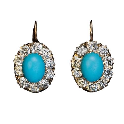 Classic Design Inlaid Blue Opal Drop EarringsEarrings