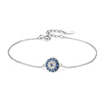 Lovely Blue Eyes Sapphire Gold and Silver Jewelry Set - 925 Sterling SilverRingBracelet-Silver