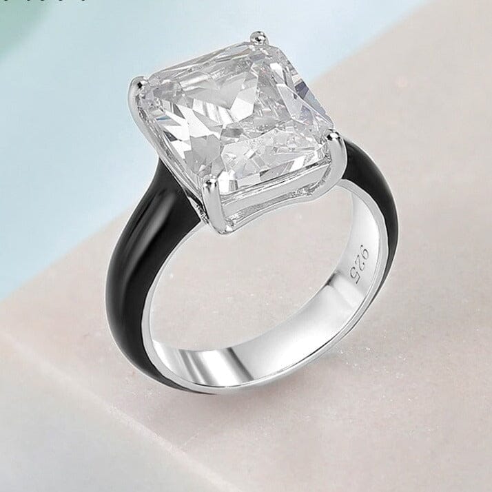Modern Design Sapphire Enamel Ring - 925 Sterling SilverRing5Clear