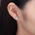 Green Fire Opal Geometric Stud EarringsEarrings