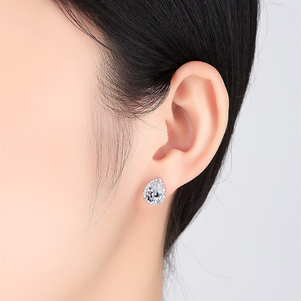 Water Drop Lab Diamond Stud Earrings - 925 Sterling SilverEarrings