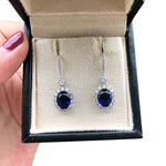 Simple Elegant Sapphire Drop Earrings - 925 Sterling SilverEarrings