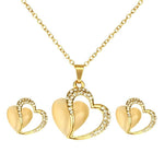Natural Yellow Opal Love Heart Necklace Earring Jewelry SetJewelry Set