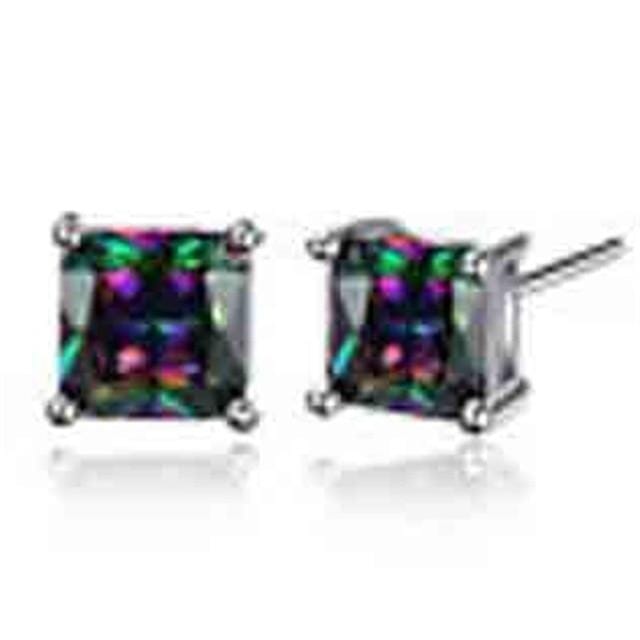 Cubic Fire Opal Crystal Stud EarringsEarringsRainbow4mm