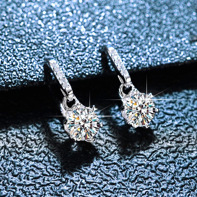Snowflake Diamond Drop Earrings - 925 Sterling SilverEarrings