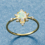 Princess Like White Opal Gold Ring - 925 Sterling SilverRing