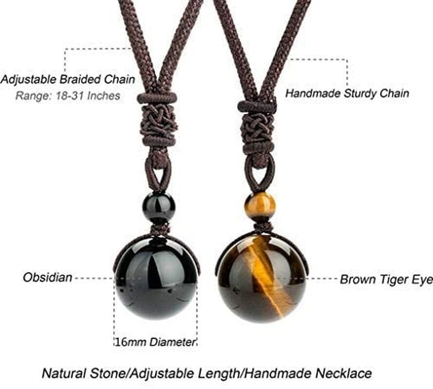 Tiger Eye Stone Lucky Rope Chain Fashion Necklace and BraceletJewelry Set
