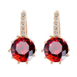 Luxury Flower Charm Assorted Crystals Ear Stud EarringsEarringsGold - Red