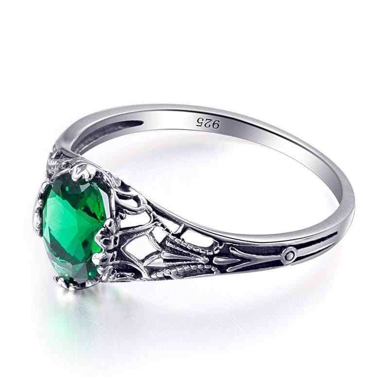 Emerald Vintage Ring - 925 Sterling SilverRing
