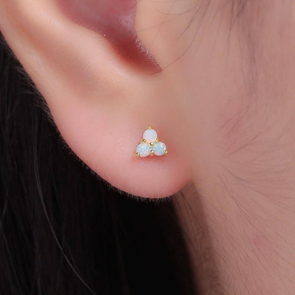 Trilateral White Fire Opal EarringsEarrings