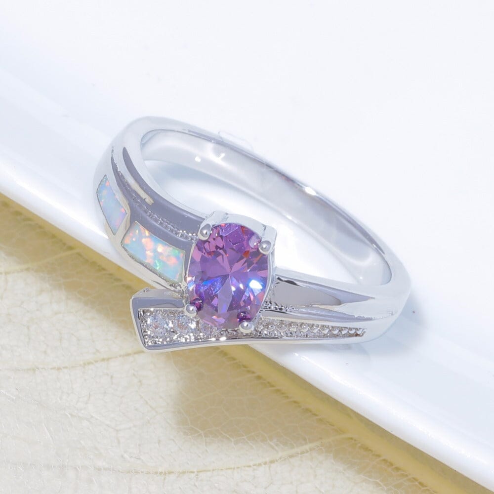 Amethyst and White Fire Opal RingRing