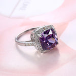 Square Amethyst Trendy Ring - 925 Sterling SilverRing