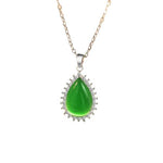 Natural Green Emerald Water Drop Style Pendant NecklaceNecklace