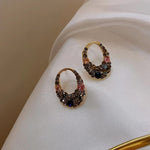 Korean Fashion Geometric Grey Crystal Stud EarringsEarrings