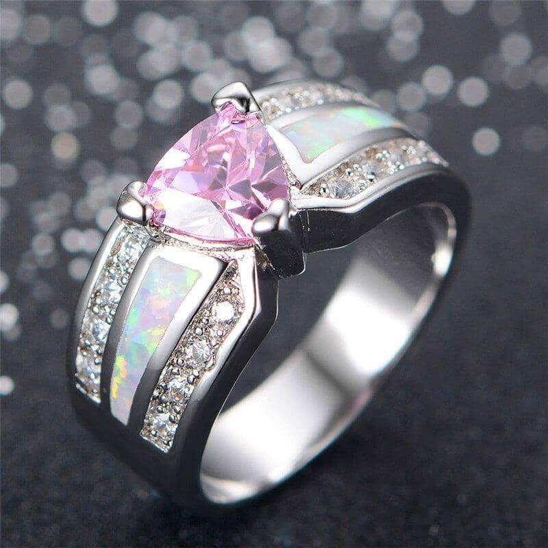 Pink Sapphire Heart White Opal RingRing