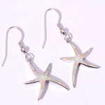 Blue White Fire Opal Lovely Starfish Dangle EarringsEarrings