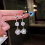Purple Gemstone Long Pearl Tassel Drop EarringsEarrings18