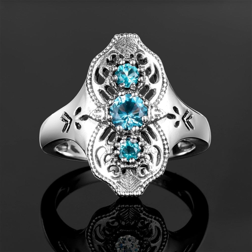 Personalized Turkish Aquamarine Ring - 925 Sterling SilverRing