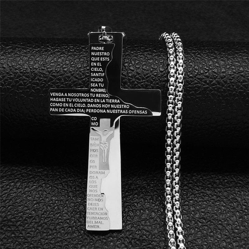 WWJD Cross Christian Prayer Necklace - ( Stainless Steel Gold )Necklace